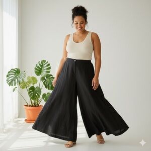 NWOT Idillio Positano Italian 100% Linen Wide Leg Cropped Palazzo Pants XL